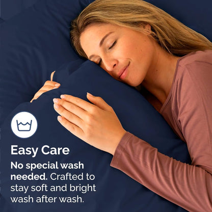 Skiennix Standard Pillow Cases Set of 4 - Ultra Soft Hotel Quality Covers - Navy Blue, Machine Washable