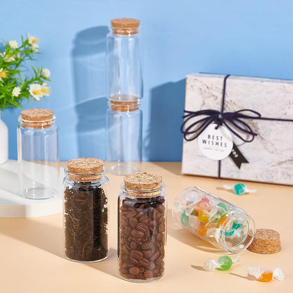 BENECREAT 8Pcs 120ml/4oz Mini Glass Bottles with Cork Stoppers, Wish Bottles, Message Bottles for Wedding Party Supplies, DIY Craft, Baby Shower Favors