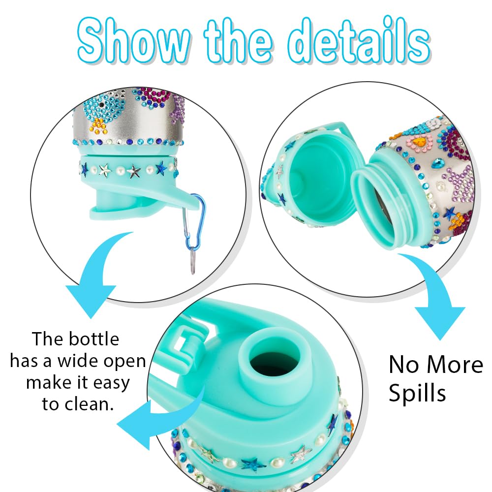 Graduation Gift for Kids, Decorate Your Own Water Bottle Kits for Girls Age 4 5 6 7 8 9 10-12 Year Old Girl Gifts, Mermaid Gem Diamond Painting DIY Arts and Crafts Gifts for Birthday Party Favors