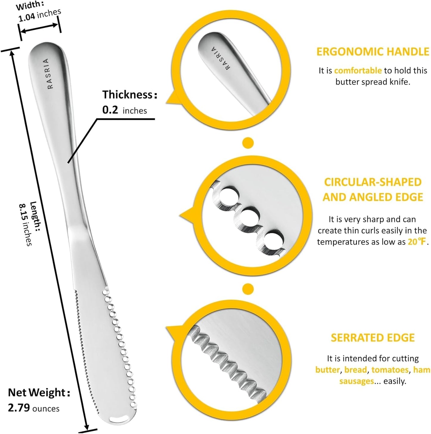 Butter Spreader Knife for Cold Butter above 20?, Butter Slicer, Curler, Grater, Butter Blade (1 knife)
