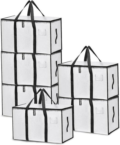 Large Moving Bags - 6 Pack Heavy Duty Storage Totes with Zippers & Carrying Handles | Clear Design