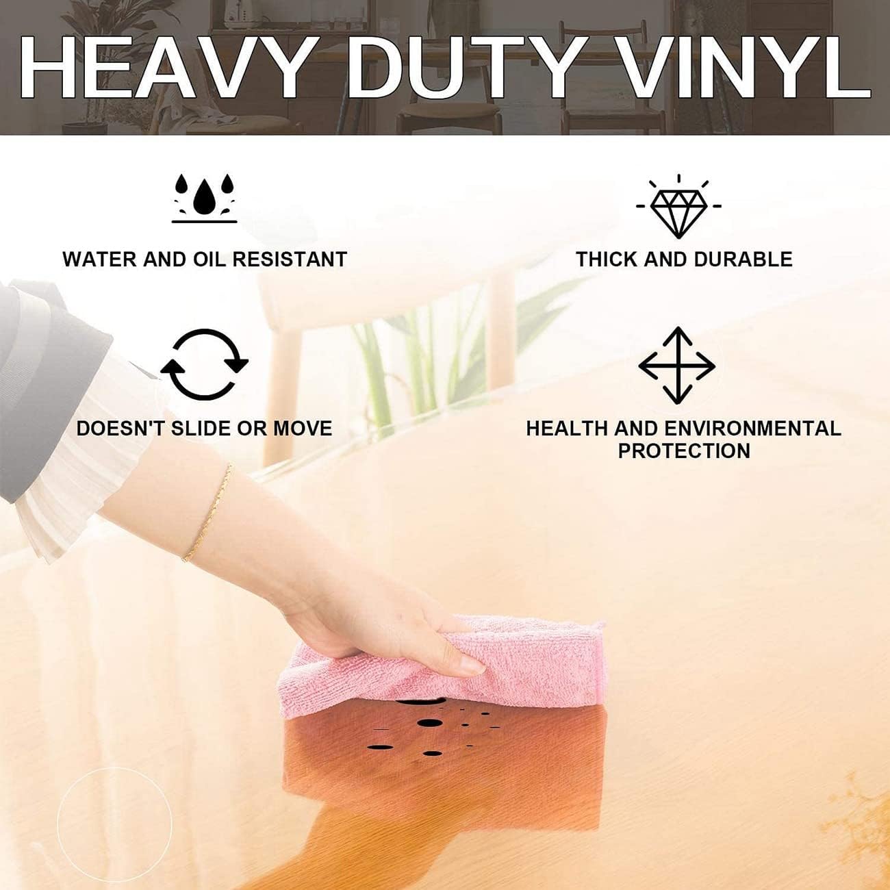 12 28 Inch, 1.5mm Clear Table Cover Protector x Thick Plastic Desk Protector Mat, Rectangular Waterproof PVC Clear