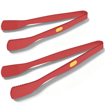 Beijiyi Kitchen Tongs for Cooking, 9" & 12" Set, Silicone Cooking Tongs with Silicone Tip for Nonstick Cookware, 600°F Heat Resistant, Stainless Steel Core, Great for Grilling and Serving Food (Red)