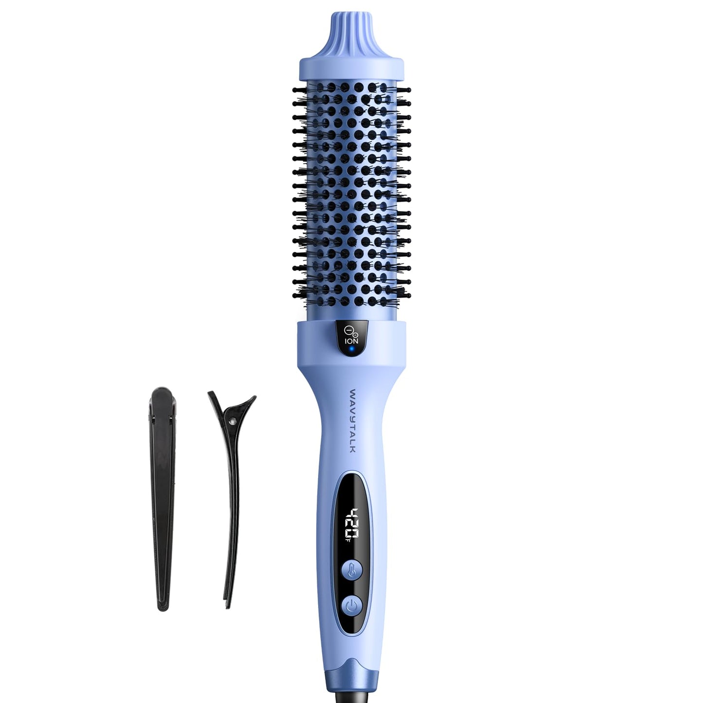 Wavytalk Thermal Brush, Blowout Boost 1.5 inch Heated Round Brush for Blowout Look, Dual Voltage, Pink, Sakura, Tourmaline Ceramic, Negative Ion Technology, 5 Temperature Settings, Less Damage