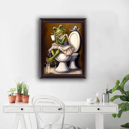 TUTUMAY21 Bathroom Frog Diamond Painting Kits, Full Round Diamond Art Kits for Adults 5D Frog Diamond Art, Personalized Gifts for Family and Friends Room Wall Decor 12x16inch