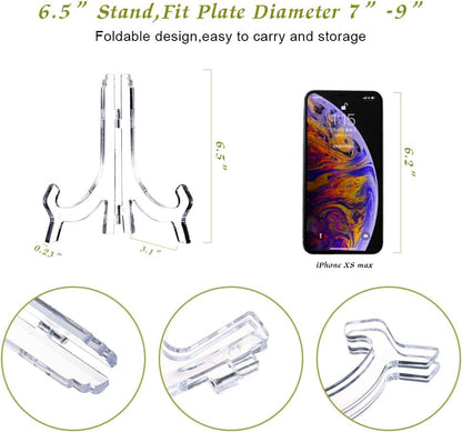 Artliving Clear 8 Pack 6.5inch Acrylic Easels, Display Stand Holder for Pictures, Plates, and Artworks