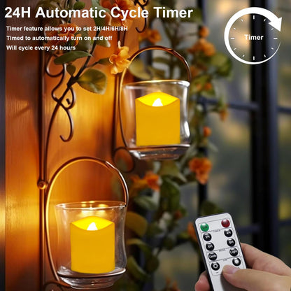 Jialine 12 Pack Rechargeable Battery Tea Lights with Remote Timer, Realistic Flickering Flameless Votive Led Tea Lights Candles, USB Tealights Candles for Halloween Wedding Christmas Home Décor