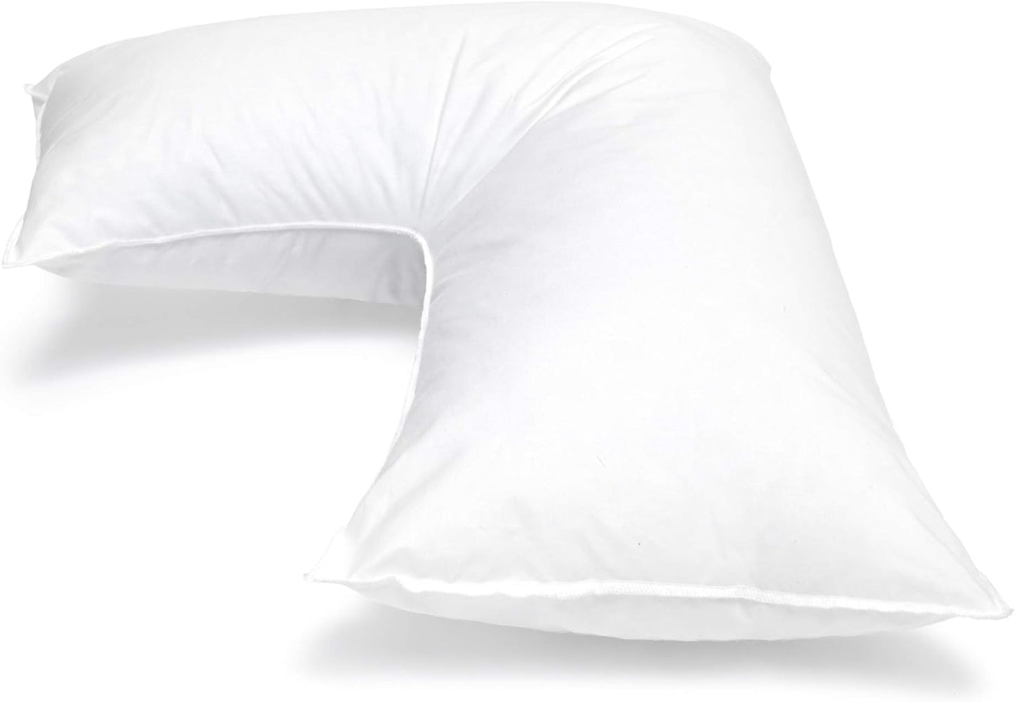 L-Shaped Support Pillow - Soft White Cover for Neck and Shoulder Relief