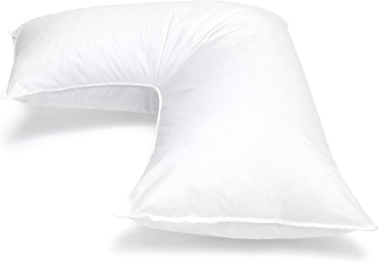 L-Shaped Support Pillow - Soft White Cover for Neck and Shoulder Relief
