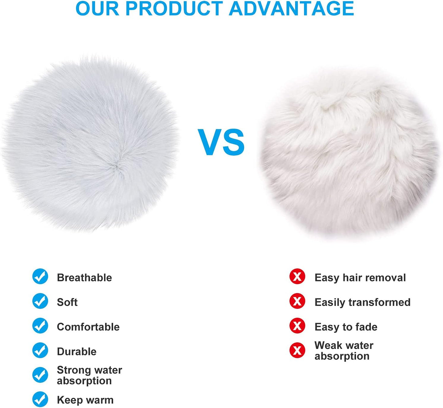 Molain Faux Fur Chair Pad - 12 inch Round Soft Fluffy Seat Cushion Pad Carpet Mat for Couch Pad, Jewelry Photographing