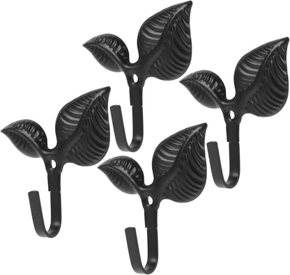 4pcs Bathroom Door Hooks, Entryway Key Hook Wall Coat Hooks, Decorative Iron Art Hook Leaf Shaped