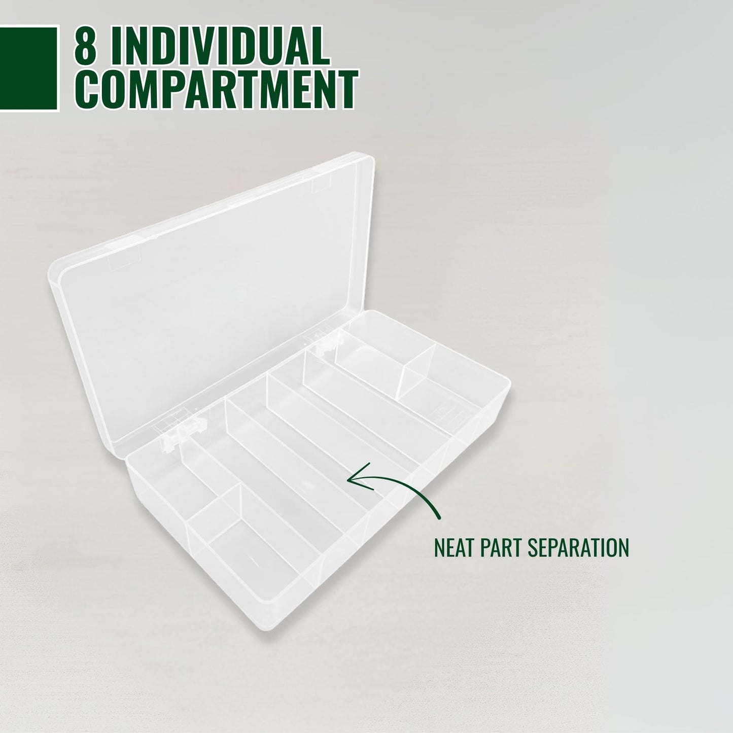 EVERLAST Organizer Case (8-Bay, 4-Pack) | Jewelry, Toys, Beads, Crafts & Hardware Storage Box | Durable Polypropylene Molded-in Compartment Organizer w/Snap Closures (7-7/8 x 4 x 1-1/8) | Model #D26
