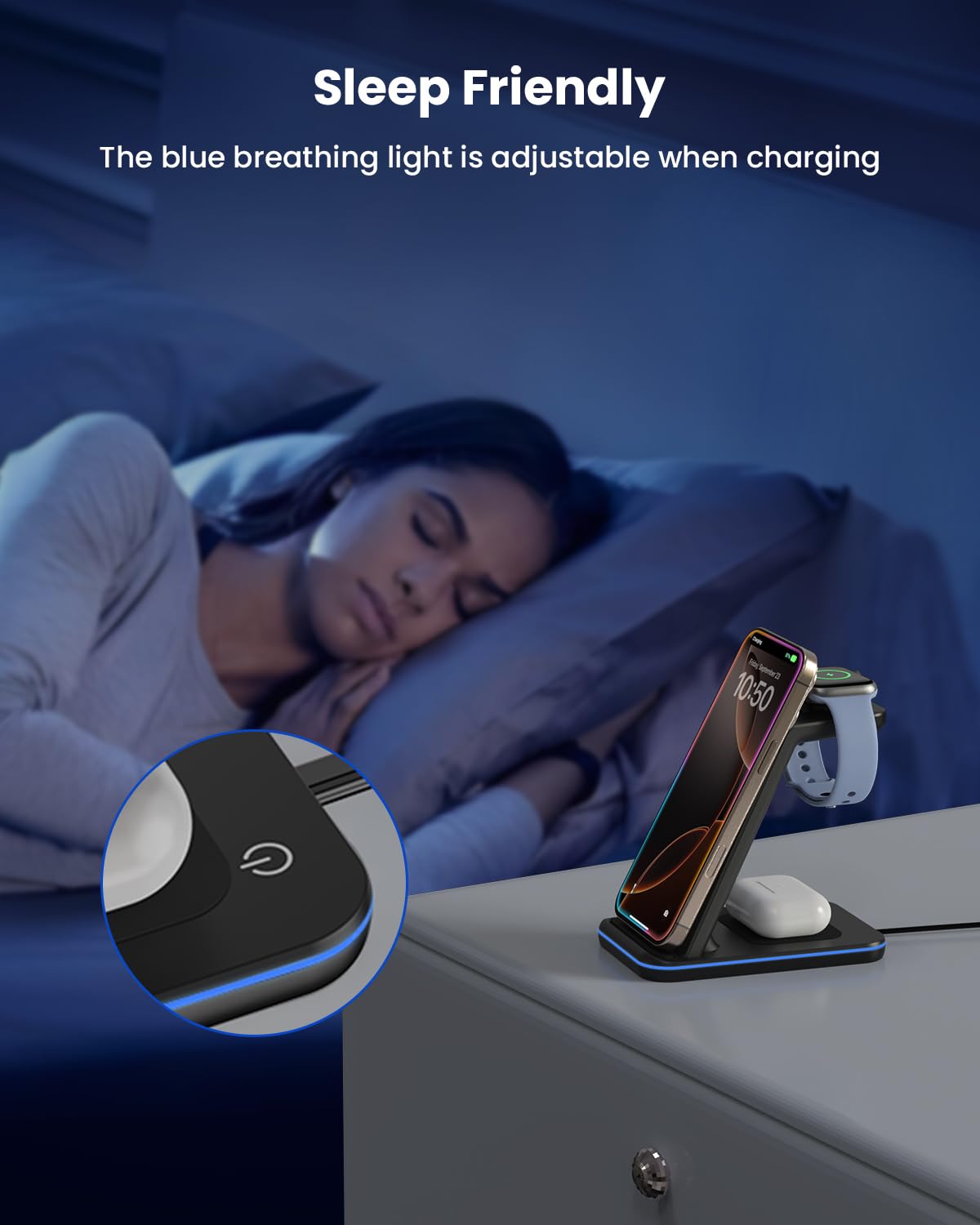 Wireless Charging Station for Apple - 3 in 1 Wireless Charger Stand Dock Watch and Phone Charger Station for Apple Watch 11/8/7/SE/6/5/4/3/2, iPhone 17 16-12 Pro Max SE XS X, Samsung, AirPods Pro/3/2