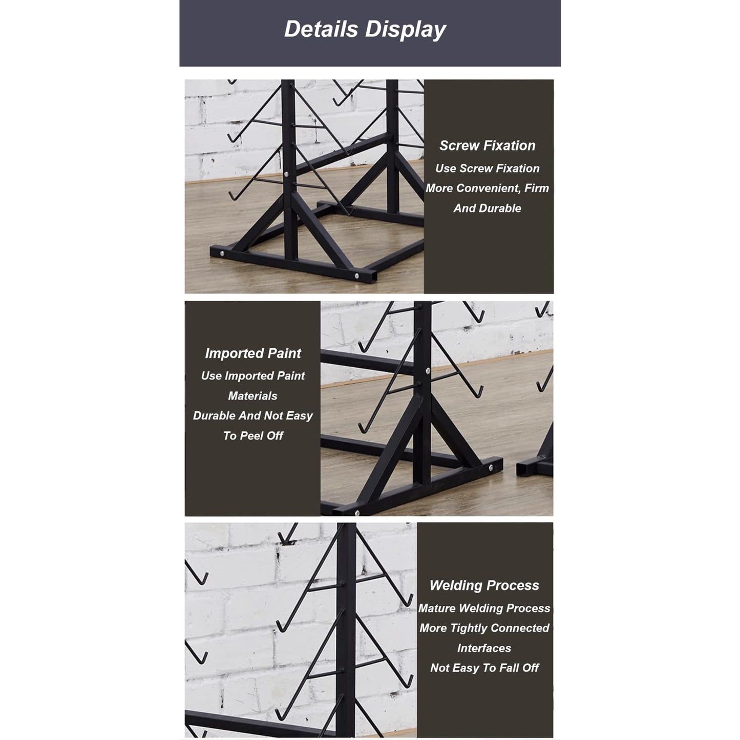 QYQCXGL Sample Floor Tile Display Rack Floor Standing Wooden Plate Stone Display Shelf Multifunctional Vertical Porcelain Sample Display Stand for Retail Stores Exhibition Halls, Black
