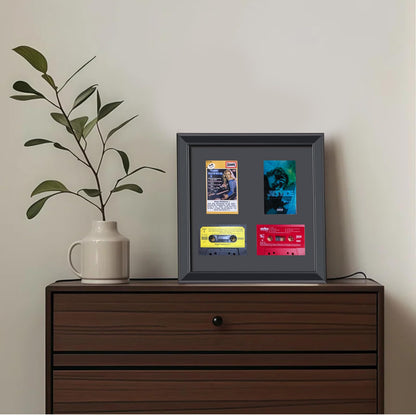 Cassette Tape Storage Shadow Box Display Cabinet,Cassette Storage Display Frame,Cassette Tape Case Display Frame with EVA Foam Lining,Retro Music Decor,Cassette Collection Display,Cassette Tape Holder