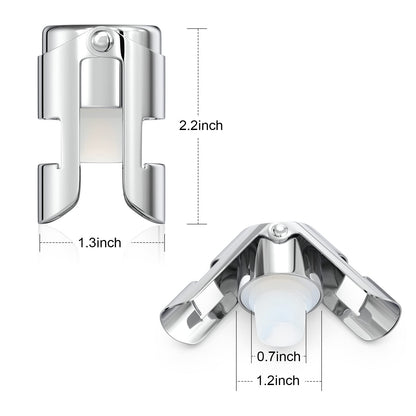 HYZ Champagne Stoppers - Stainless Steel Sparkling Wine Bottle Stopper with Pure Silicone Air Tight Seal - Professional Wine Saver for Champagne，Prosecco and Cava (2Pack Chrome)
