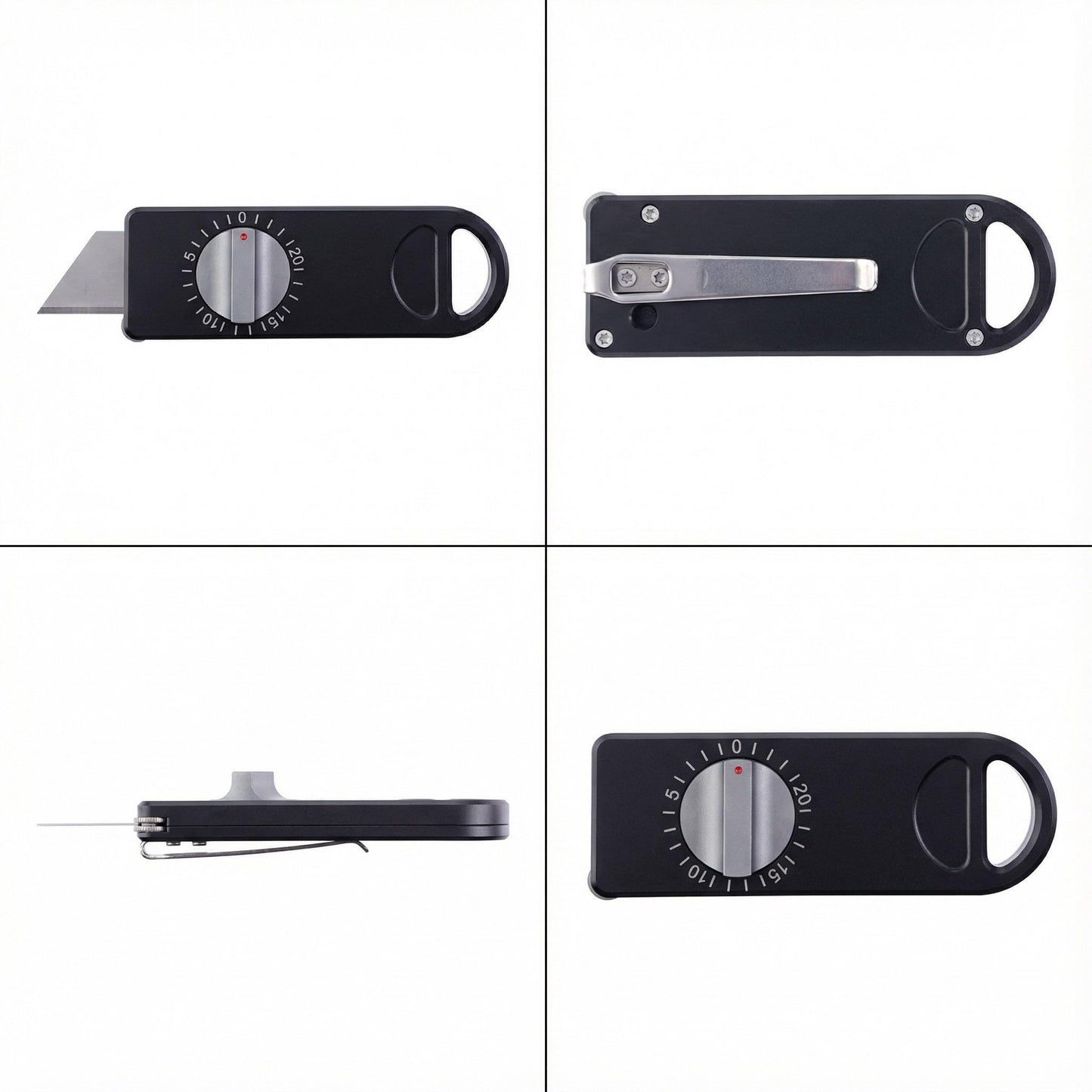 Fortedgear EDC Utility Knife with Precision Scale Knob, CNC Aviation Aluminum Box Cutter, Roller Guide Leather Craft Tool for Paper & Mailroom, Includes 10 SK2 Blades & Gift Box (Black)
