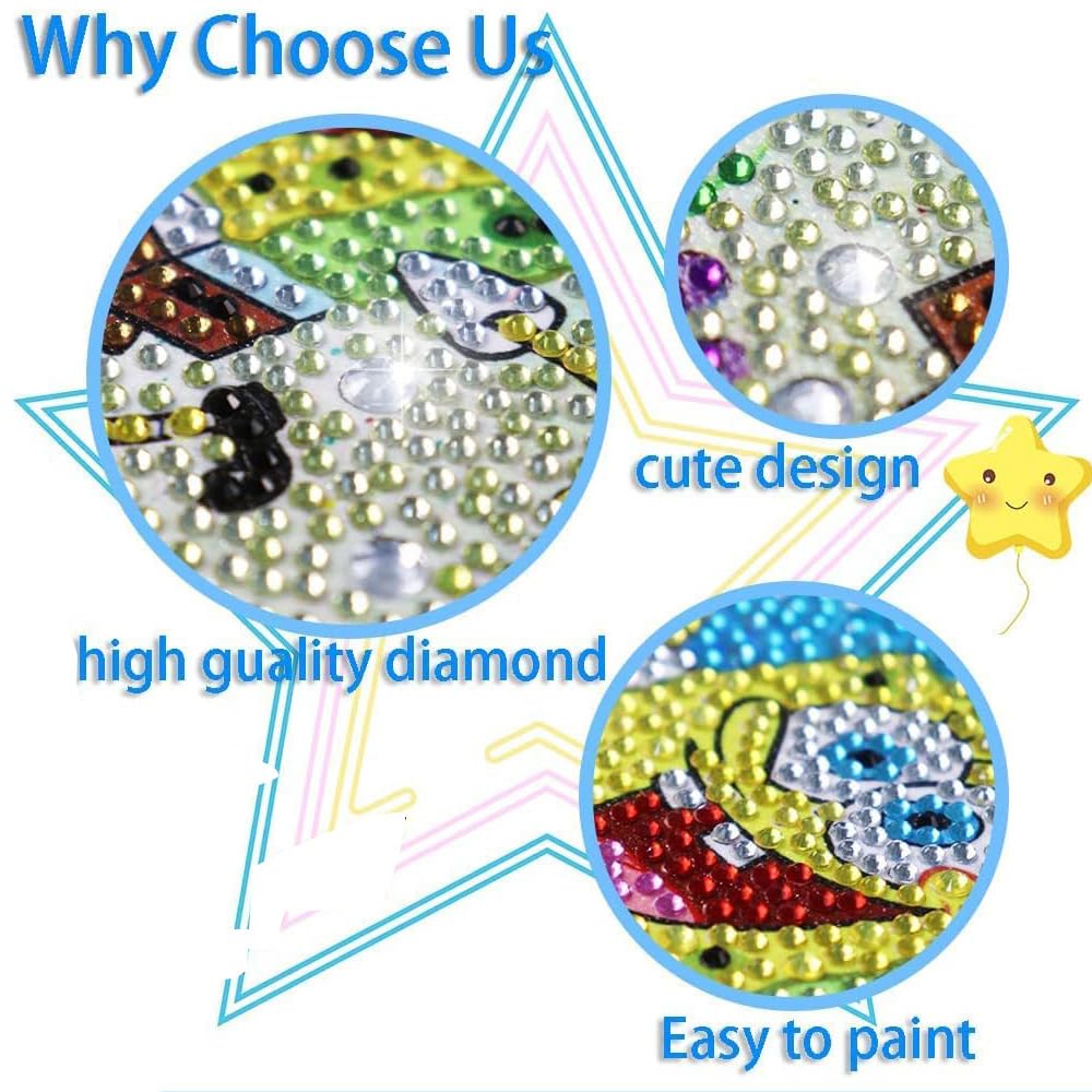 PERFECTSIGHT Cute 5D Diamond Art Kits with Wooden Frame, Kawaii DIY Painting Art for Adults Teen, Diamond Arts and Crafts Sets, Big Gem Full Drill Diamond Dots for Women Beginners (Moon)