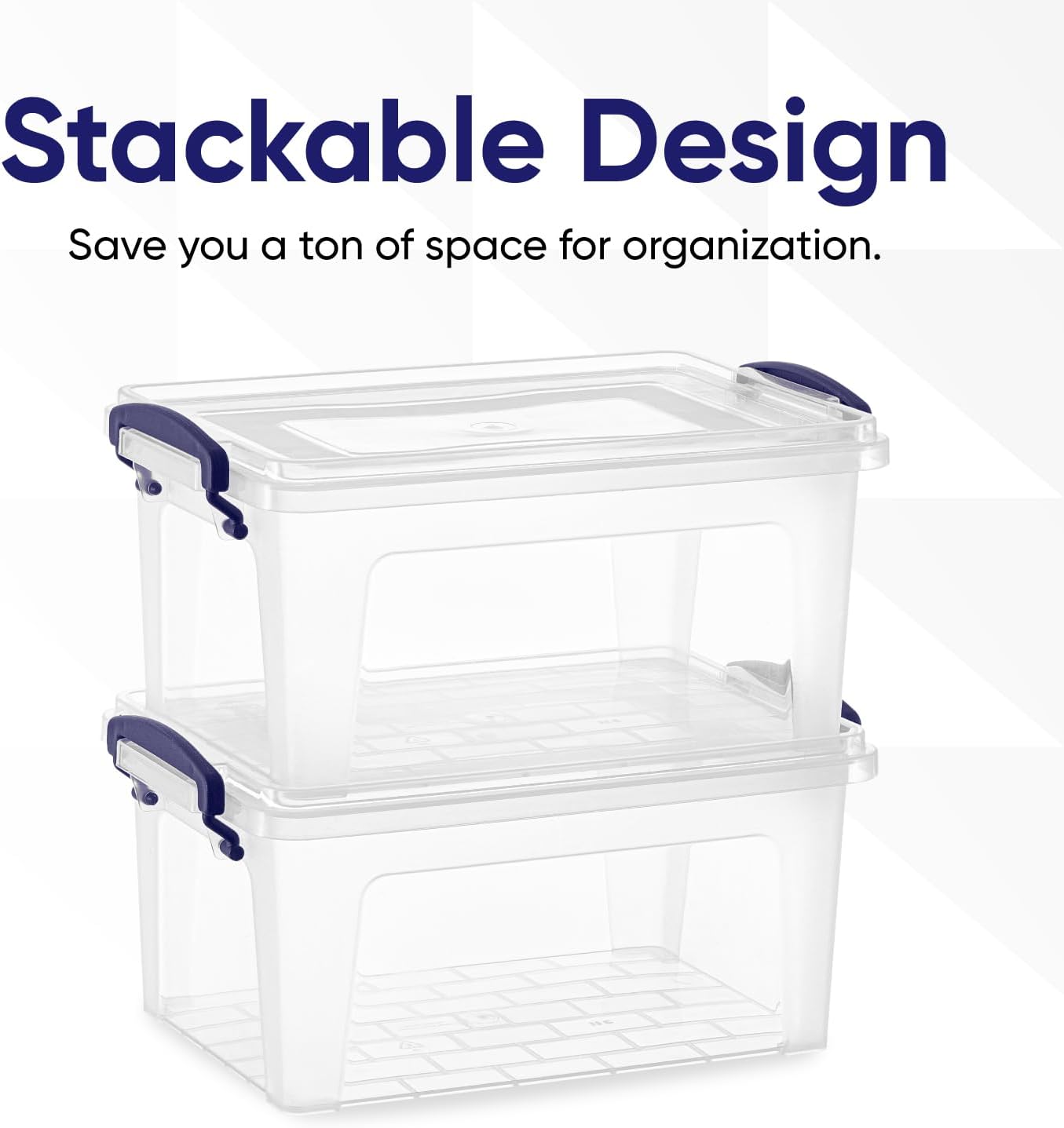 Superio Clear Storage Bins with Lids, Stackable Box with Latches and Handles, Extra Small, 2 Pack