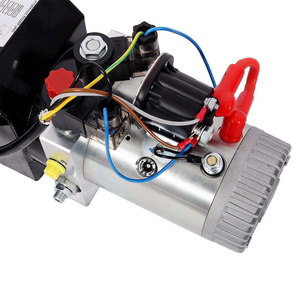 12V DC Hydraulic Power Unit Double Acting Pump, 3HP Hydraulic Pump with Steel Reservoir, 2950 PSI Max Pressure, 16.4 Ft Control Cable, Hydraulic Power Pack for Dump Trailer, Lift Gate, Log Splitter