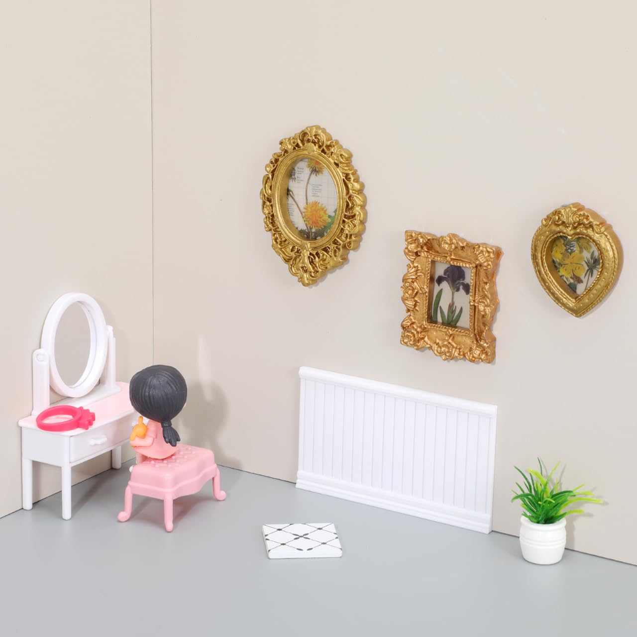 Garneck 5Pcs Dollhouse Wainscoting Panels: 1:12 Scale Miniature Wall Trim Self Adhesive White Wallpaper Molding for Doll House Interior Decor DIY Room Scene Siding Accessories