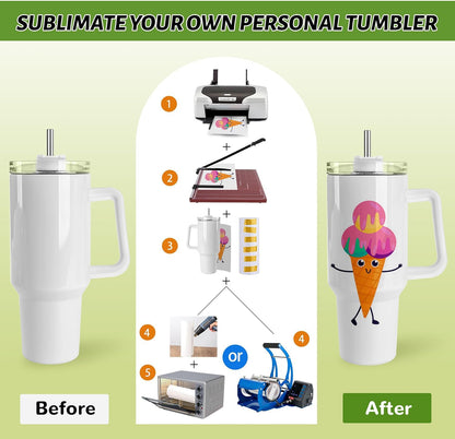 Joyclub 4 Pack 40oz Sublimation Tumbler with Handle Insulated Large Tumbler Bulk, Coffee Travel Cups Stainless Steel Travel Mug for Diy Craft Heat Press Print