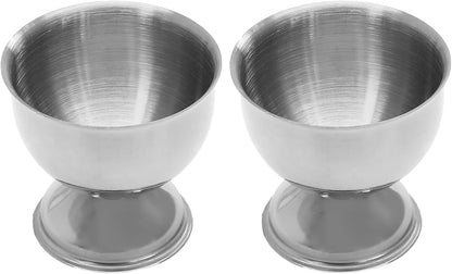 2 Bonsicoky Pcs Silver Egg Cups - Stainless Steel Egg Holder - Egg Tray Kitchen Tool for Soft & Hard Boiled Eggs