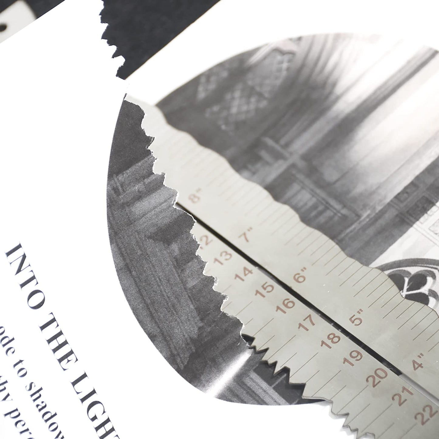 UPTTHOW 3PCS Stainless Steel Metal Paper Tearing Ruler Craft Ruler for Cutting Paper to Wavy Line Jagged and Irregular Edges 12'' Measuring Tool for Engineering School Office Architect and Drawing
