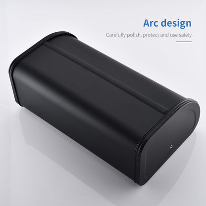 HILFA Stainless Steel Bread Box with Roll Up Lid, 17.5X11.5X7.5 inch Matte Black Kitchen Storage
