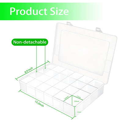 2 Pcs Large 24 Grids Plastic Organizer Box, Grids Clear Plastic Organizer Box, for kitchen Storage, Party and Travel