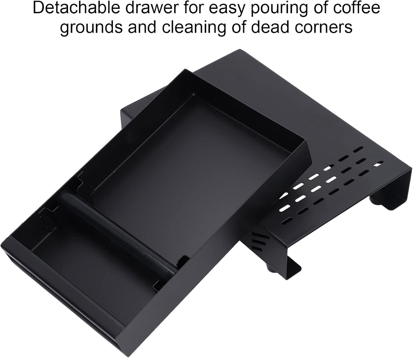 Coffee Knock Box Drawer, Stainless Steel Thickened for Discarded Coffee Grounds, 7.1 x 11 x 2 in (Black)