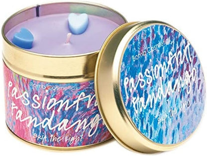 Bomb Cosmetics Passionfruit Fandango Scented Tin Candle, Passionfruit & Citrus Zest Fragrance, 30-35 Hour Burn