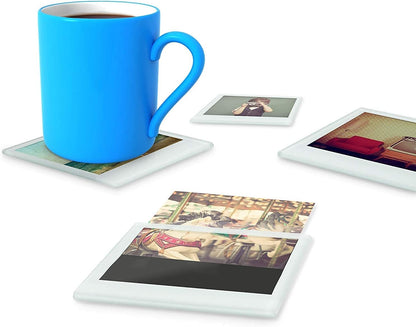 Mustard Glass Coasters Set, Personalize Your Drinks Mat - Instant Photo