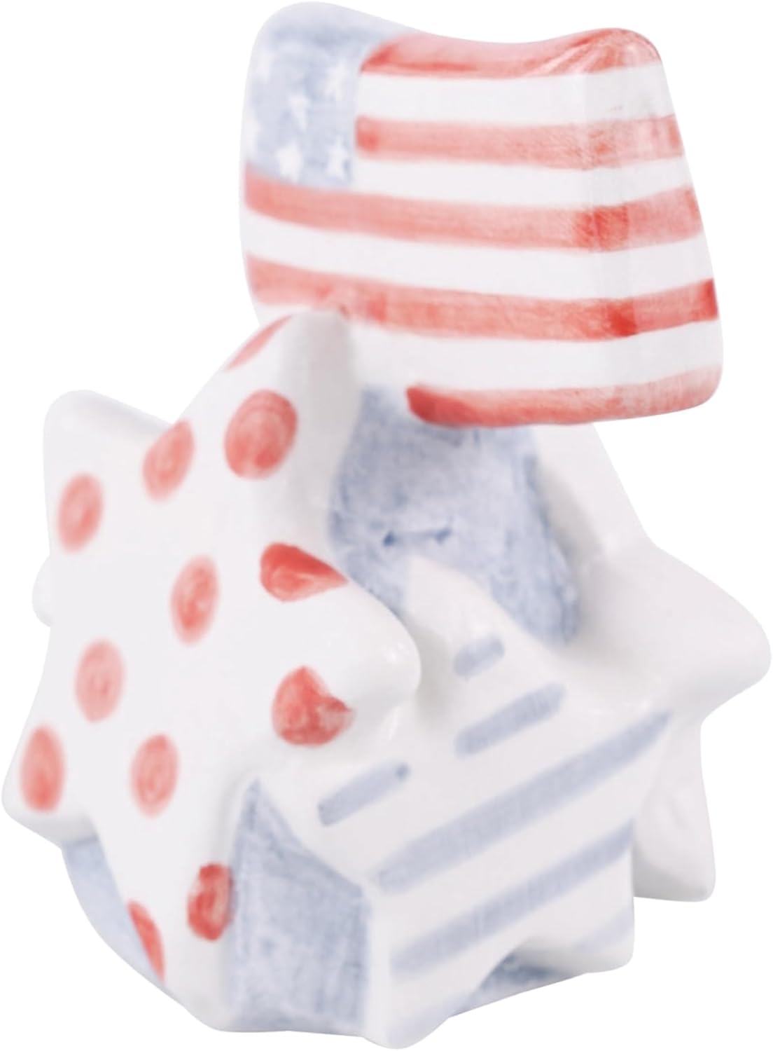 USA Kitchen Decor - Flag and Stars Ceramic Cheese Board Topper, 3" x 4" Hand-Painted Decorative Cutting Board
