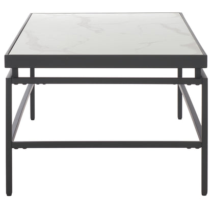 SAFAVIEH Home Collection - Acelin White Faux Marble Top & Black Metal Base Rectangular Coffee Table (COF7017A)