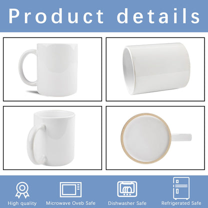 LaiHiulaan 48 PACK 11 oz sublimation mugs with boxes blank bulk products coffee cup with handle tazas para 11oz ounce white sublimation coffee cups (WHITE, 11OZ-48PCS)