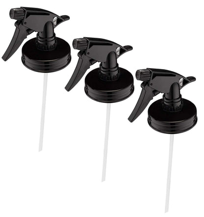 Jarmazing Products Mason Jar Sprayer Lids, Black, 3 Pack with Powerful Sprayers for Regular Mouth Jars