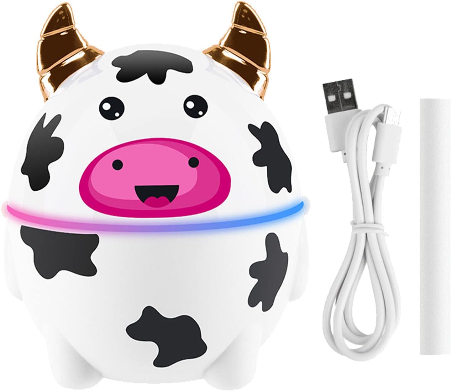 Cute Pet Humidifier, Moisturizing Soft Mist Mini Desktop Humidifier with 230ml Water Tank for Bedroom (Cow)