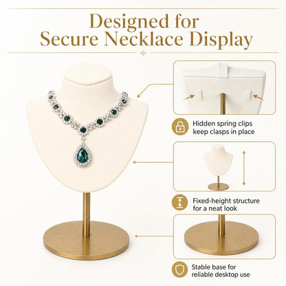 RQQM Necklace Display Stand For Selling Jewelry Display Stand with Stainless Steel Stand Necklace Holder Organizer Desktop Stand for Home Store Dresser-3.15''×4.72''×7.48''