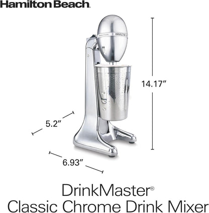 Hamilton Beach DrinkMaster Electric Drink Mixer, Retro Milkshake Maker, 28 oz, Classic Chrome