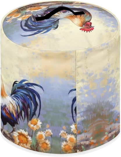 Rooster Air Fryer Cover, Dust Cover for Rice Cooker, Daisy Design, Red Storage Bag for Kitchen Decor