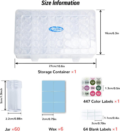 forever young Diamond Painting Storage Containers, 1 Pack 60 Grids Bead Organizer and Diamond Painting Labels, Bead Organizers and Storage for Diamond Art Accessories, Diamond Bead Storage