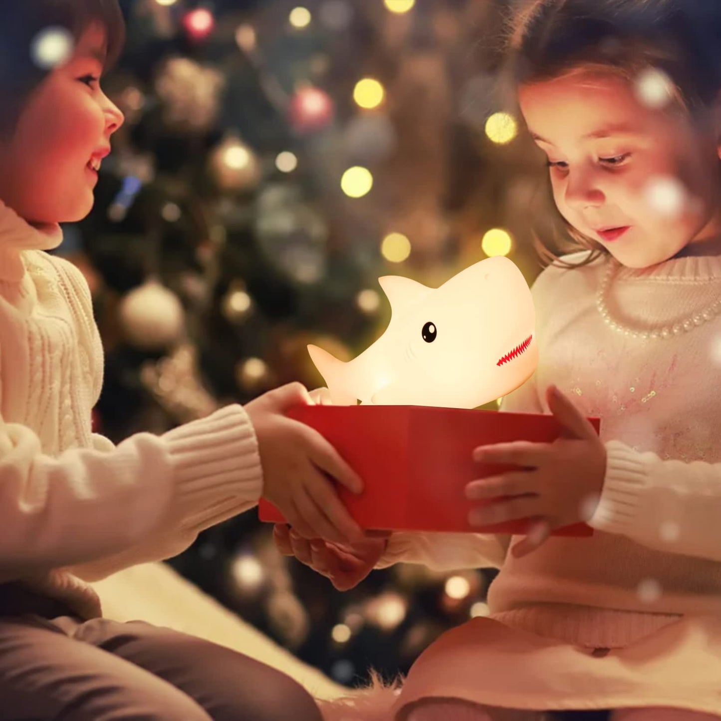 ZKLiLi Shark Night Light for Kid,Rechargeable Cute Squishy Lamp for Boys Girls Christmas Gifts Night Lights Kids Teens Toddler Baby Nursery Touch Room Decor Gift Toys