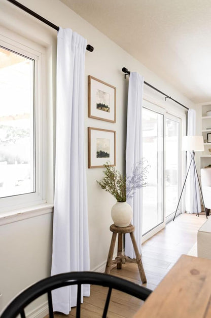 Skiennix 100% Blackout Linen Curtains - Thermal Insulated Drapes for Bedroom | 50" W x 96" L, Bright White