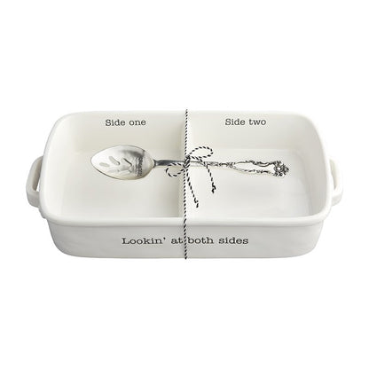 Mud Pie Circa Side Baker Set, White, 2.5" x 8" x 14"