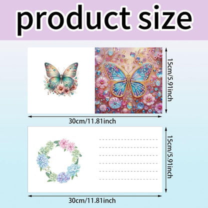 NanBaDa 6pcs Flower Butterfly DIY Diamond Painting Card Set, holiday diamond painting card set, suitable for giving to family and friends, Christmas, Valentine's Day holiday and birthday gifts