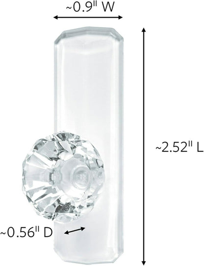 Command Medium Crystal Hook, 2 Wall Hooks with 3 Command Strips, Holds up to 2 lb, Damage Free Hanging
