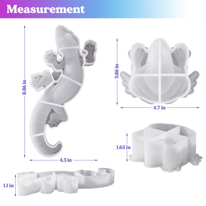 LET'S RESIN Resin Molds Silicone, 2 Pcs Animal Epoxy Resin molds with Realistic Frog and Lizard Shapes, 3D Lifelike Silicone Molds for Epoxy Resina, Wall Desktop, Cabinets Decor