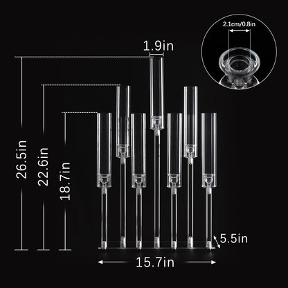 Acrylic Candle Holder Candlestick Holders for Wedding Centerpiece, Candelabra 7 Arms for Wedding Party Birthday Event Decorations, 26.5 Inch Tall