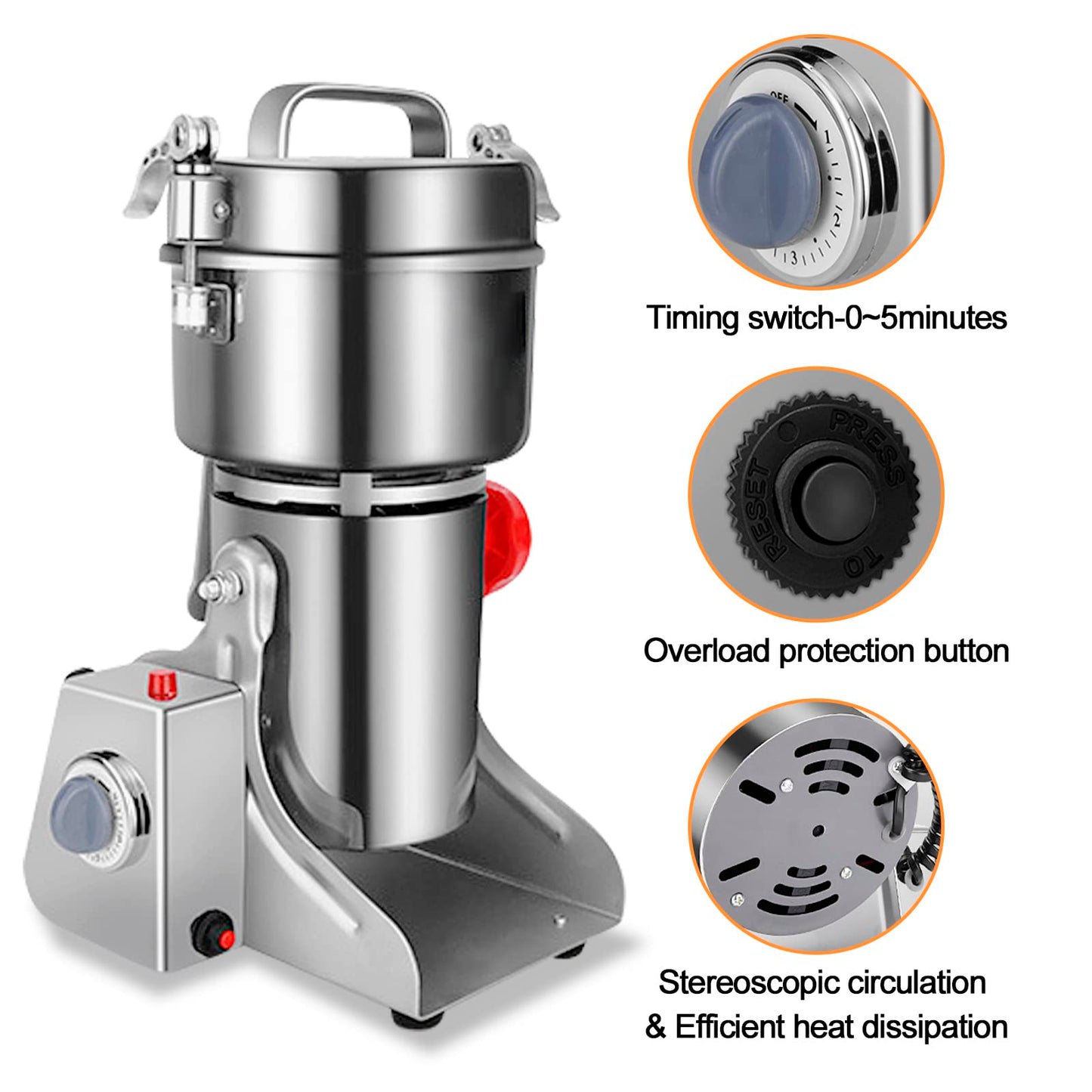 ExGizmo Electric Grain Grinder 800g,Swing Type Grain Mill Grinder 3000W,110V Stainless Steel High-speed Spice Herb Grinders Superfine Machine Dry Cereals Pulverizer Swing Type